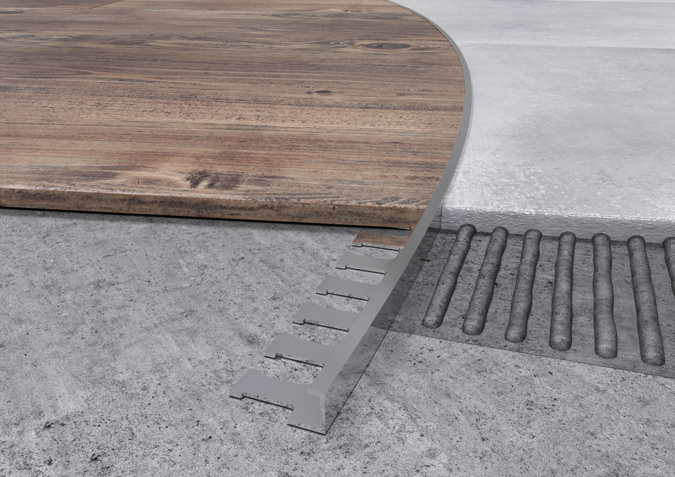Giunto di delimitazione curvabile in ALLUMINIO. Barra 2.6 m