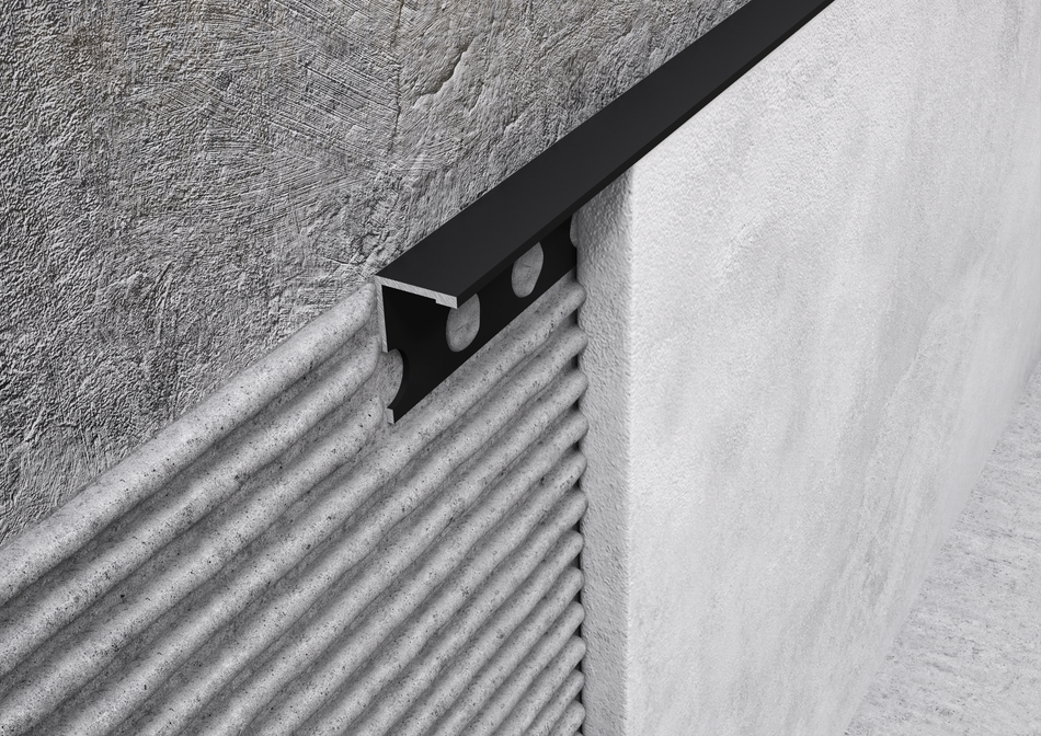Profilo terminale e delimitazione in ALLUMINIO nero opaco. Barra 2.5 m