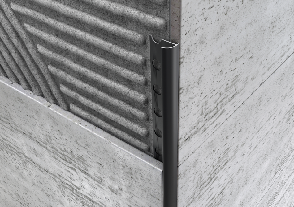 Profilo angolo tondo in ALLUMINIO nero opaco. Barra 2.5 m