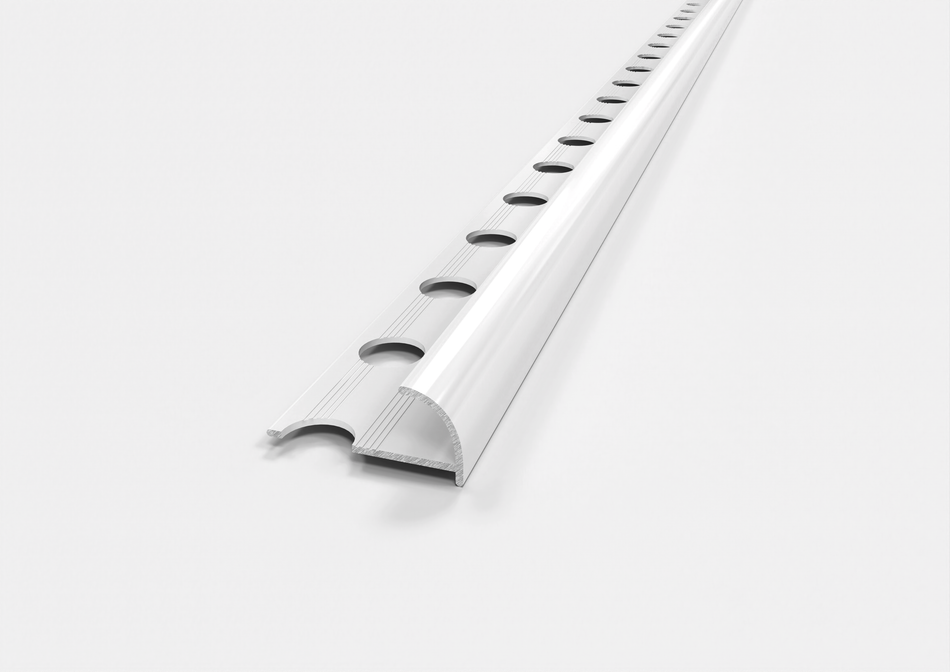 Profilo tondo in ALLUMINIO bianco lucido. Barra 2.5 m
