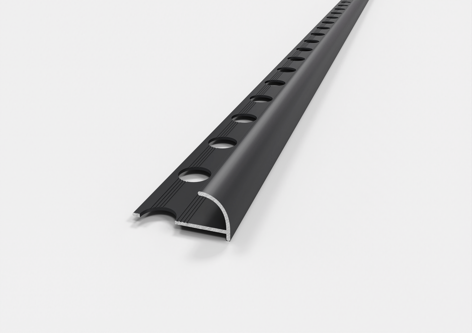 Profilo angolo tondo in ALLUMINIO nero opaco. Barra 2.5 m