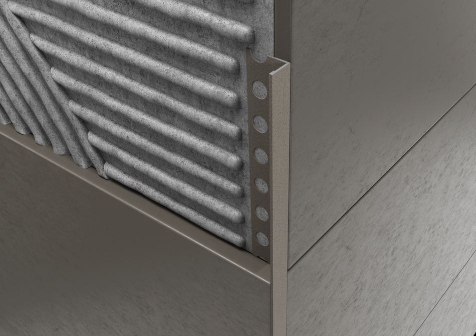 Giunto di delimitazione in ALLUMINIO - finitura sabbia per piastrelle. Barra 2.5 m