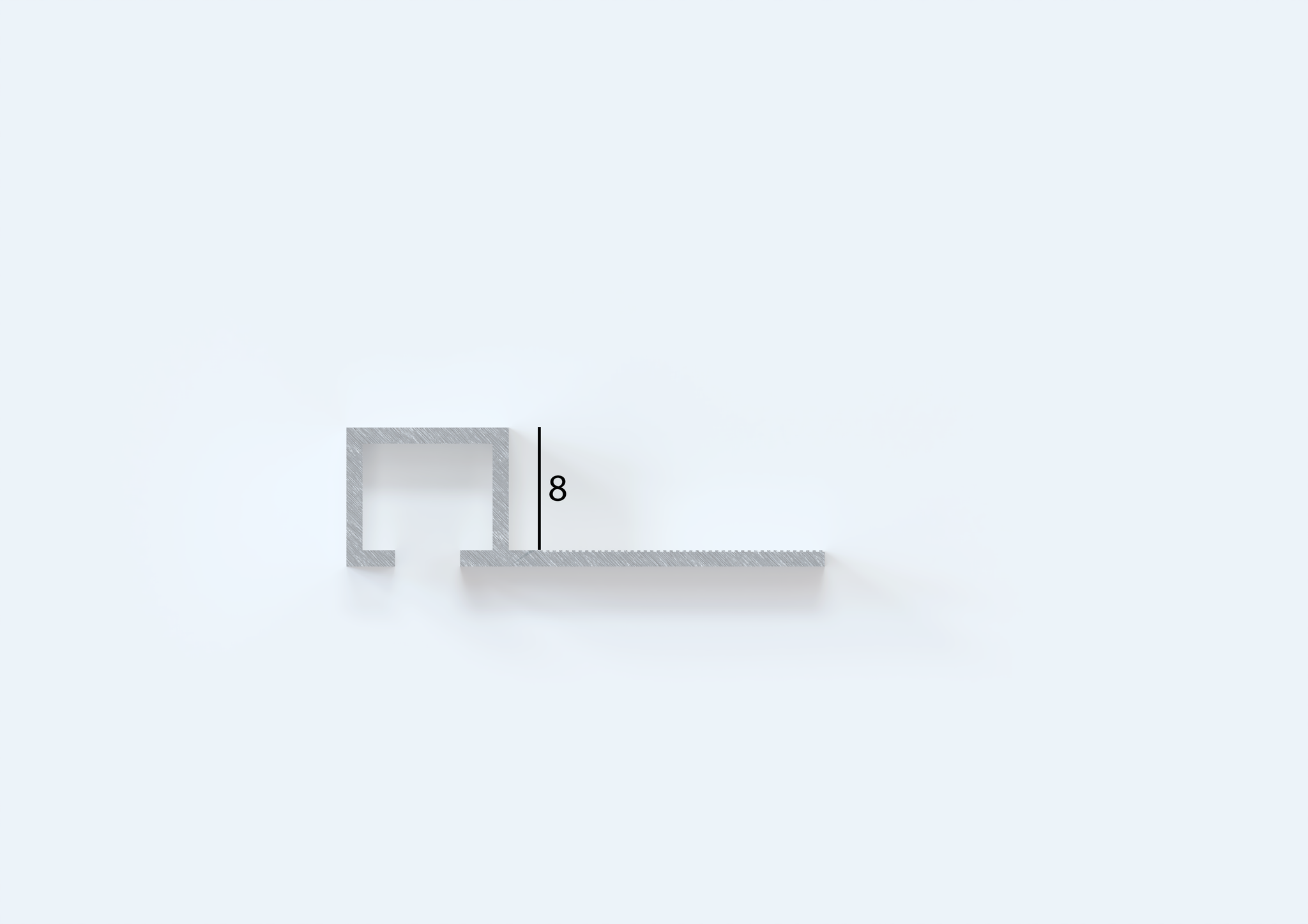 Profilo jolly quadro in alluminio. Barra 2.5 m
