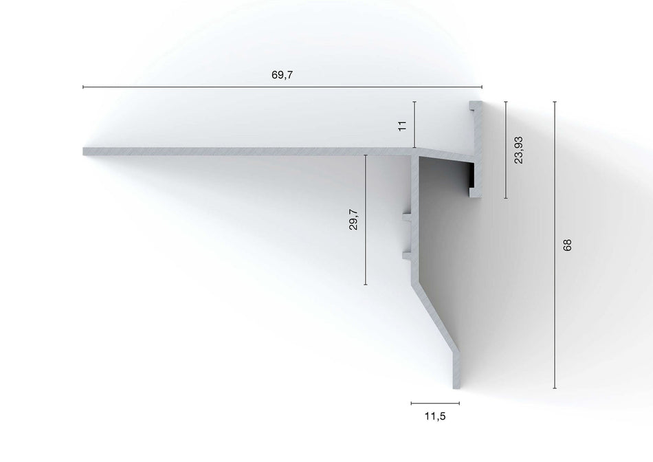 Profilo gocciolatoio in PVC per balconi e terrazze. Barra 2.6 m