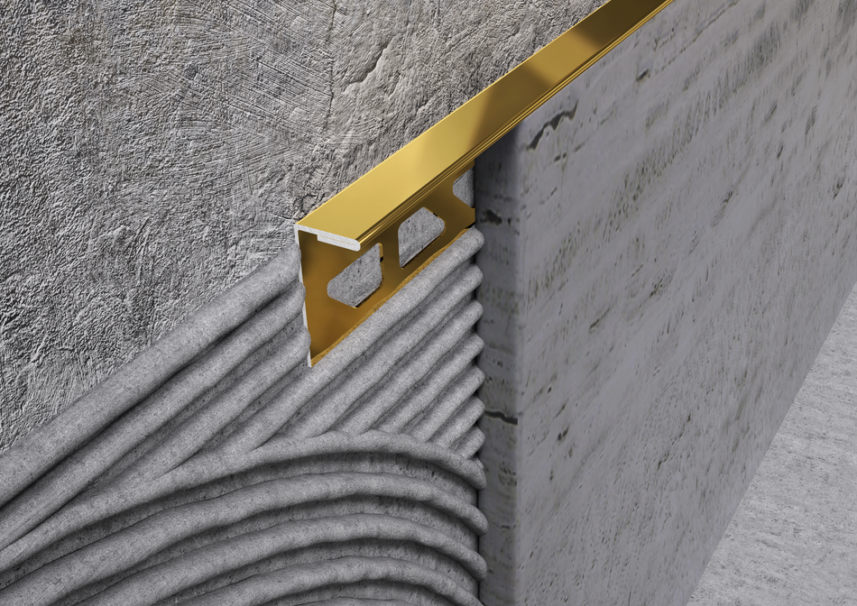 Profilo terminale e delimitazione in ACCIAIO oro. Barra 2.5 m