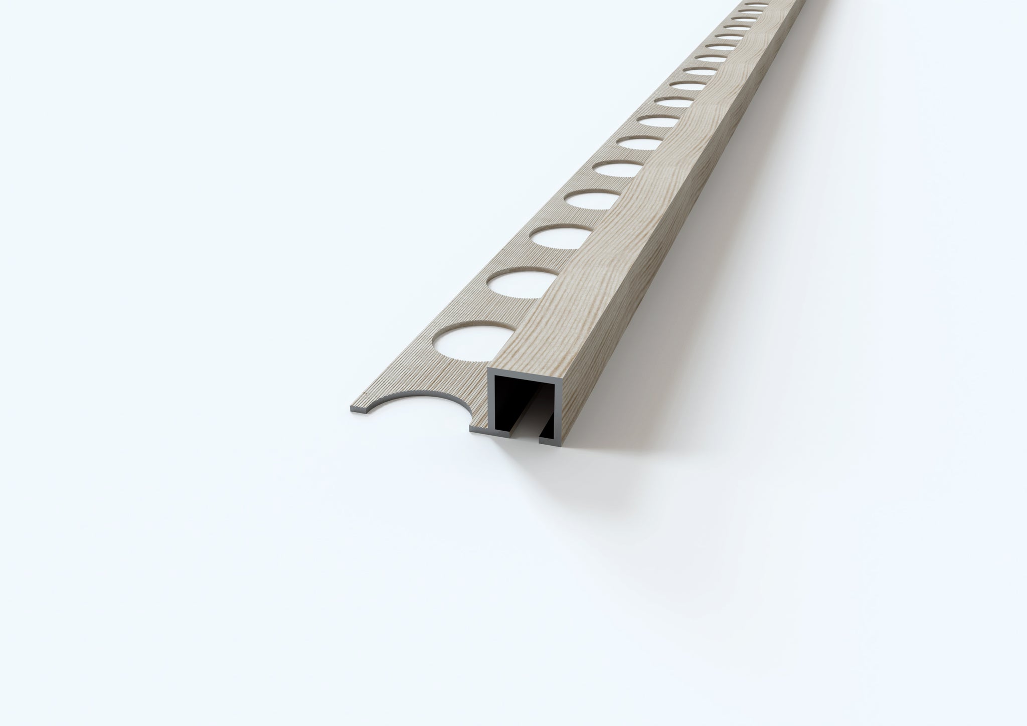 profilo in alluminio finitura legno faggio quadro