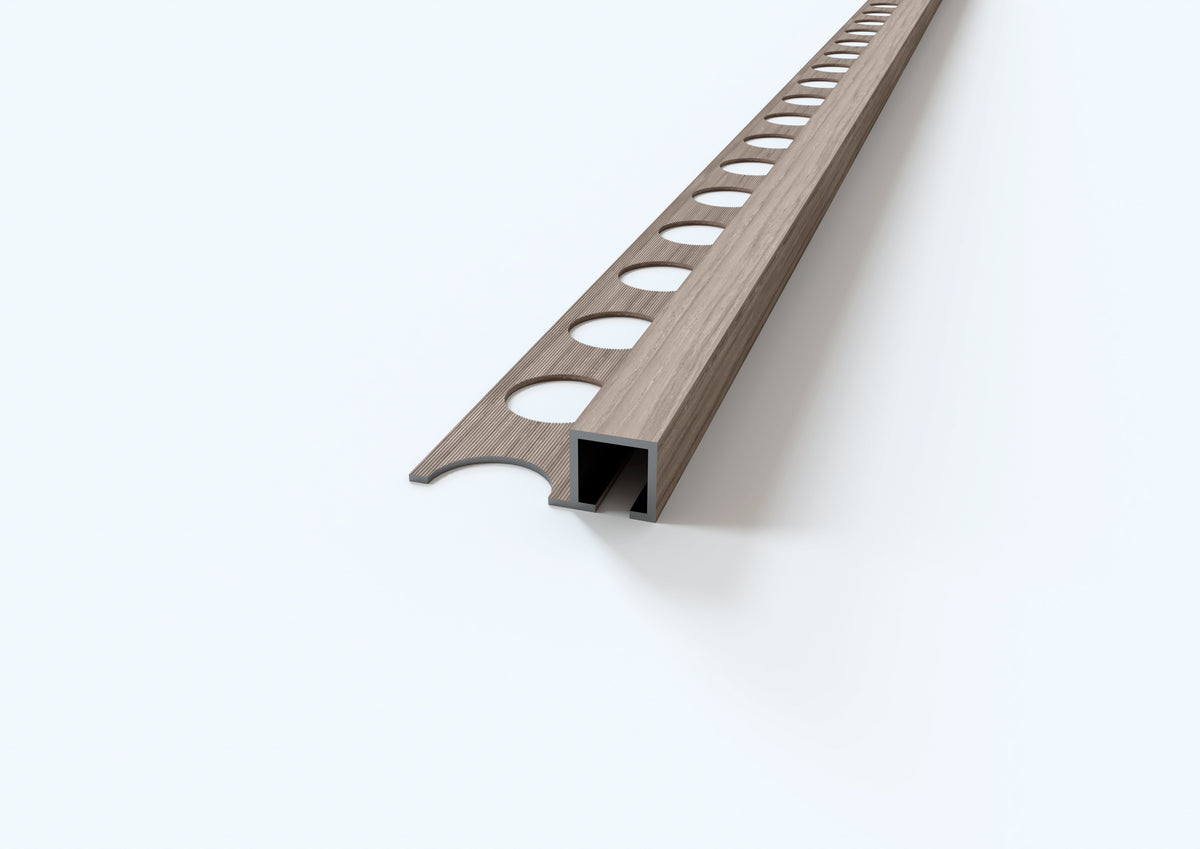 profilo in alluminio quadro finitura legno noce