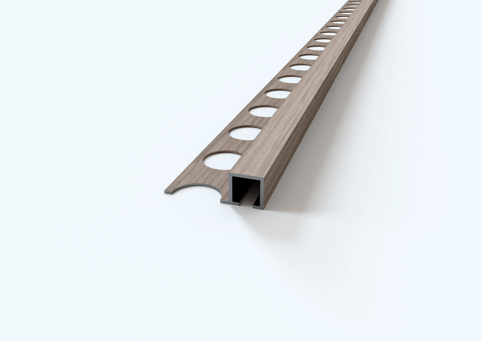 profilo in alluminio quadro finitura legno noce