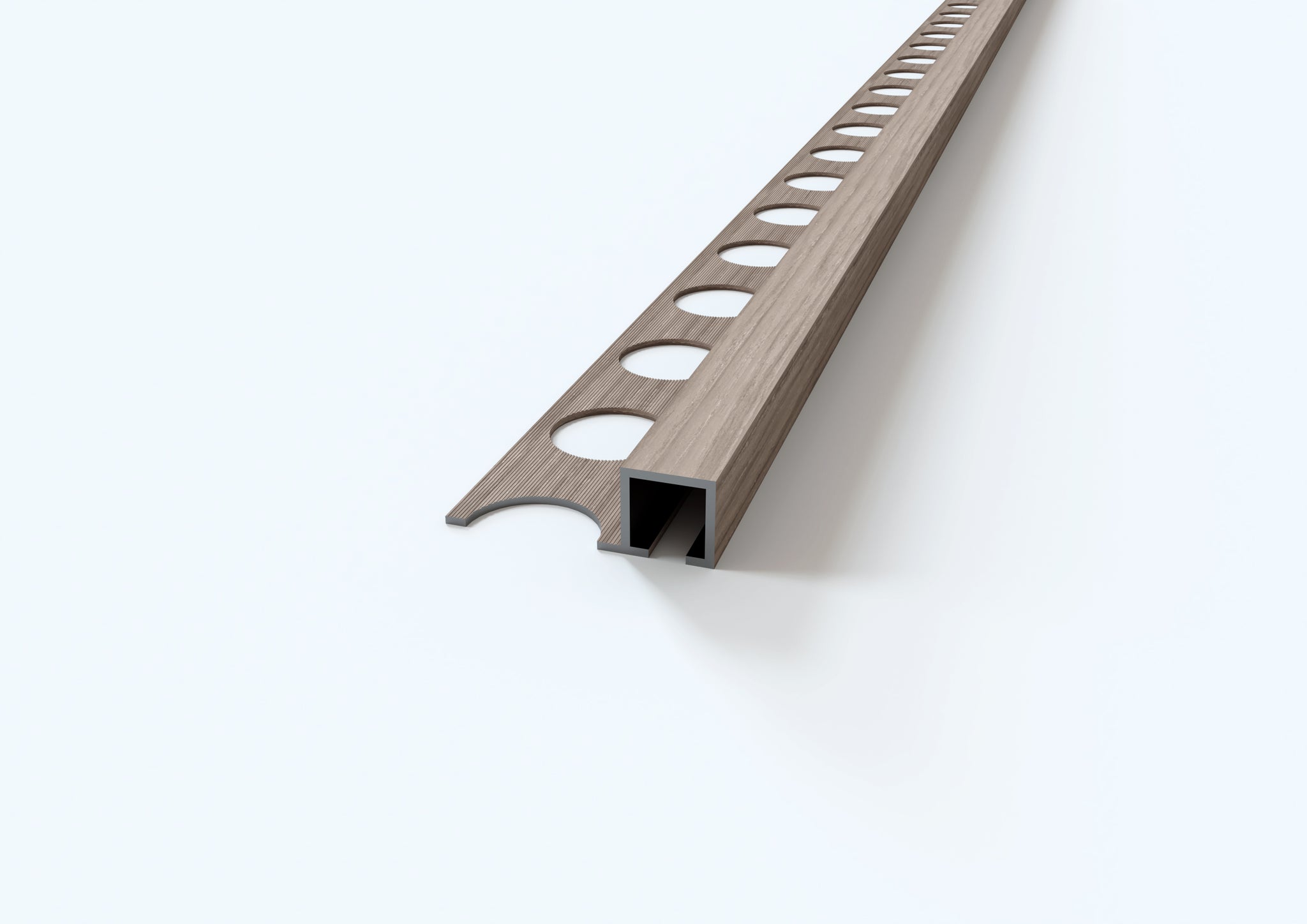 profilo in alluminio quadro finitura legno noce