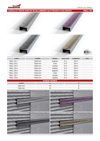 Profilo Listello glitterato sabbia. Barra 2 m