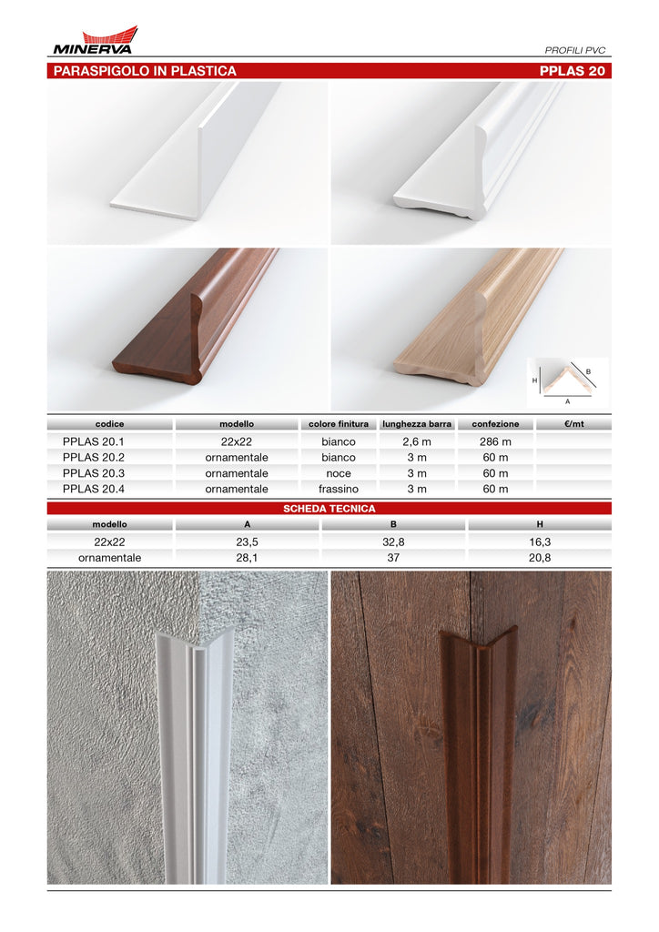 Profilo-paraspigolo per intonaco in pvc testa arrotondata. Barra 2.5 e –  MINERVA PROFILI