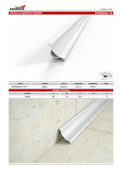 Profilo igienico rigido. Barra 2.5m