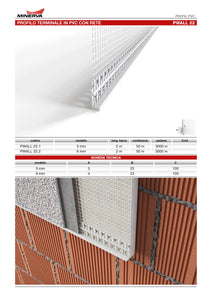 Profilo terminale in pvc con rete. Barra 2 m.