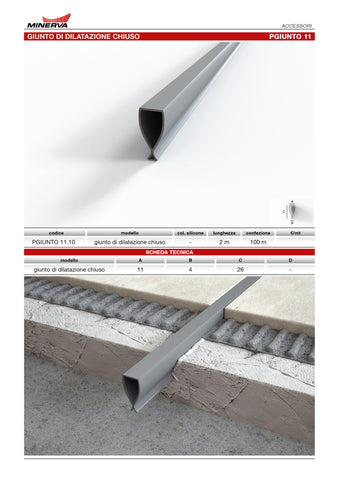 Profilo-giunto di dilatazione chiuso in pvc. Barra 2 m.