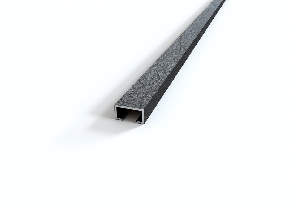 Profilo listello testa piatta in ALLUMINIO decorato wengé. Barra 2 m