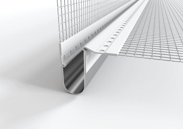 Profilo giunto dilatazione ad angolo in pvc con rete. Barra 2.5 m