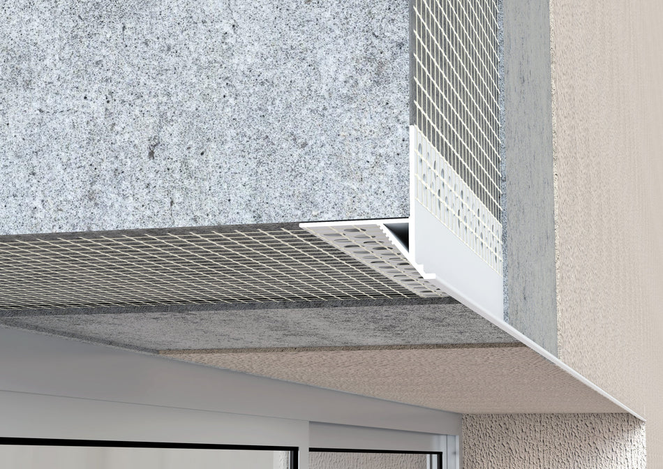 Profilo-Paraspigolo in PVC con gocciolatoio invisibile. Barra 2.5 m