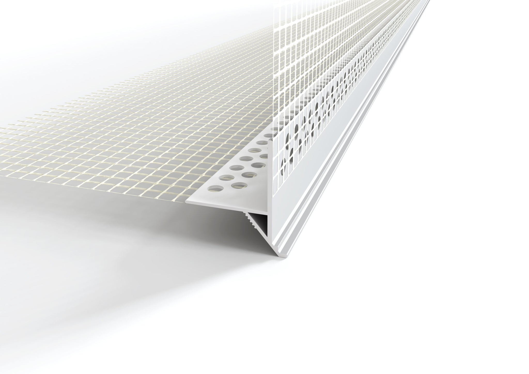 Profilo-Paraspigolo con gocciolatoio rompigoccia invisibile 2 in pvc con rete di vetro. Barra 2.5 m