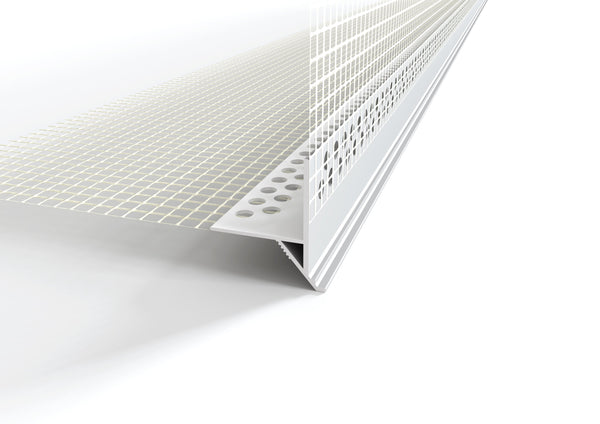 Profilo-Paraspigolo con gocciolatoio rompigoccia invisibile 2 in pvc con rete di vetro. Barra 2.5 m
