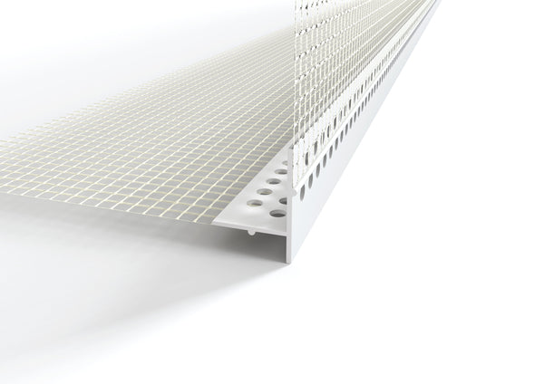 Profilo-Paraspigolo con gocciolatoio rompigoccia invisibile in pvc con rete di vetro. Barra 2.5 m