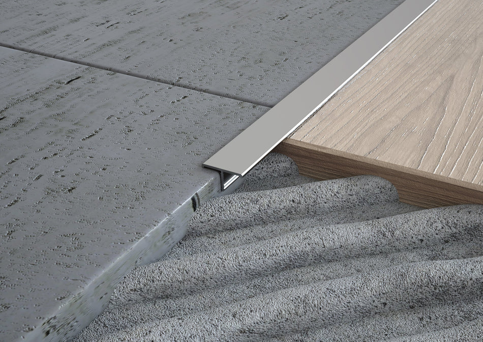 Profilo listello a "T" in ALLUMINIO per pavimenti. Barra 2.5 m