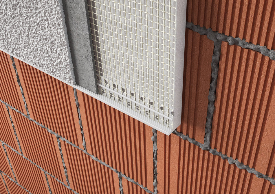 Profilo terminale in PVC con rete. Barra 2 m